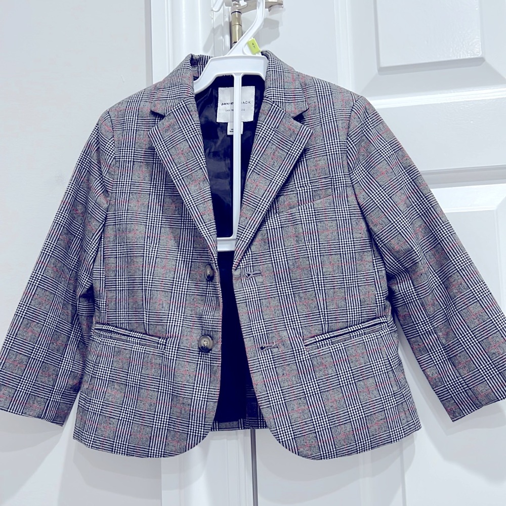 Jannie and Jack 2T plaid jacket almost new. Was warned just once.